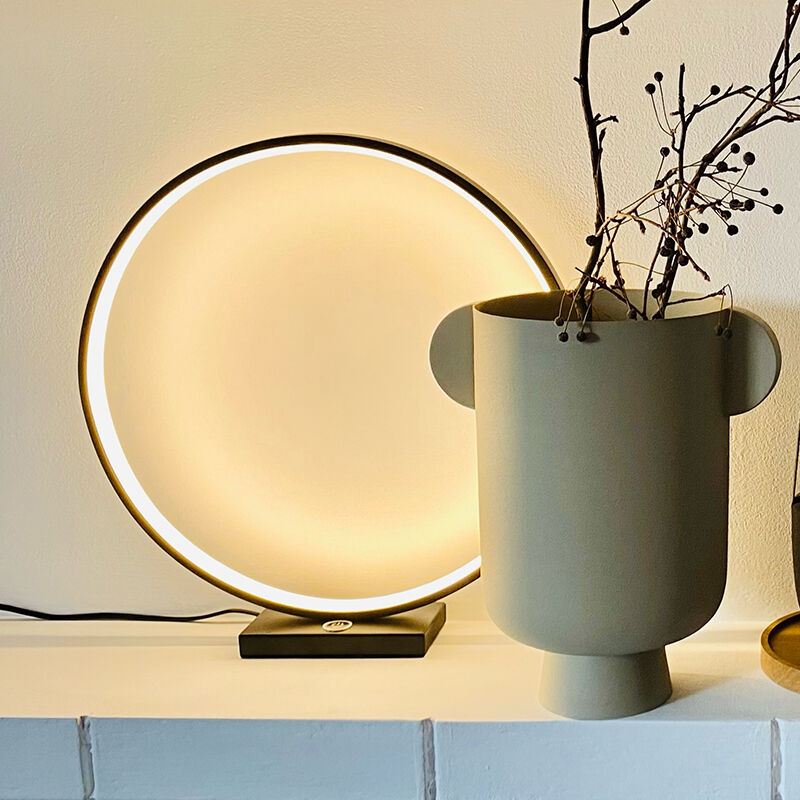Designer tafellamp Diogo, zwart, met touchdimmer