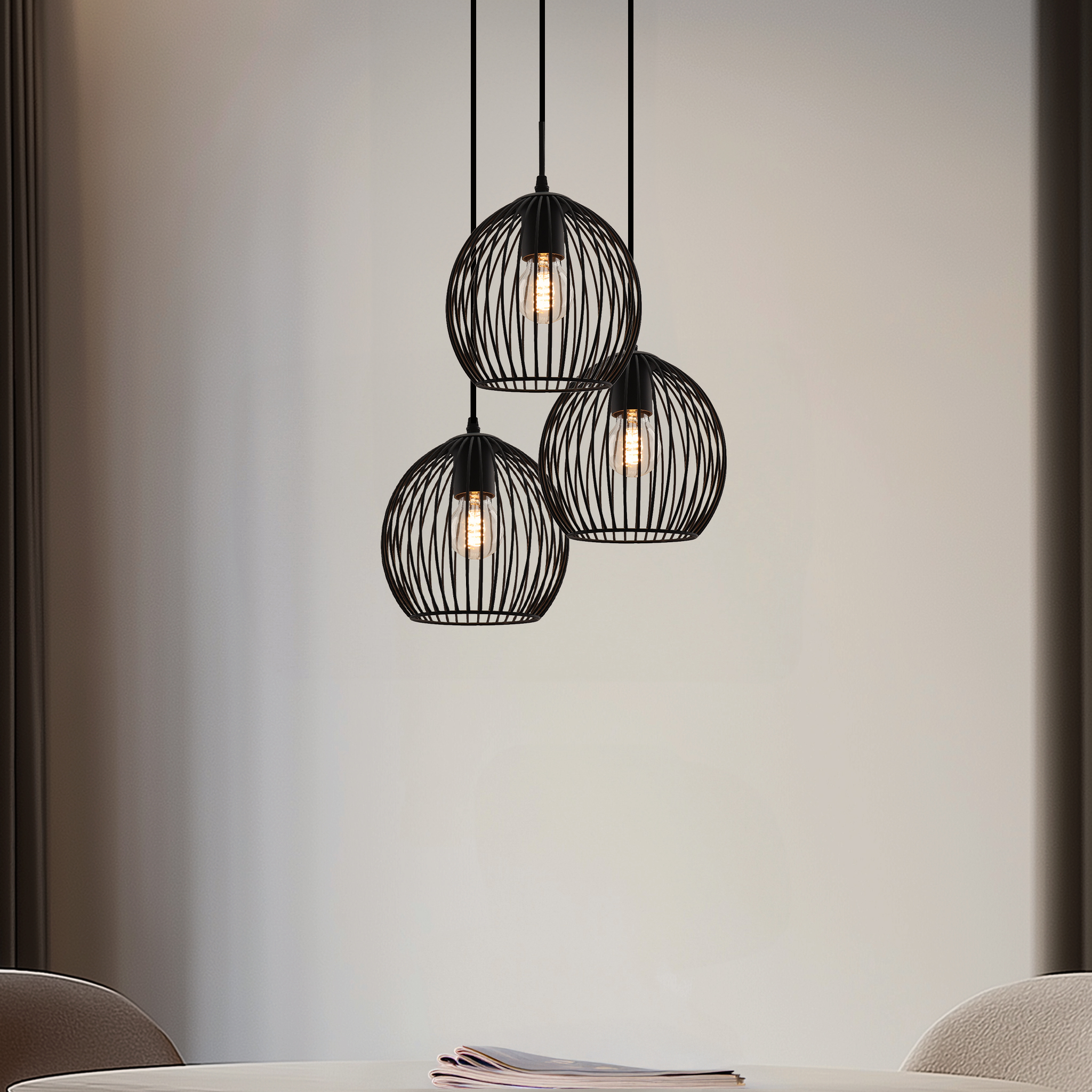 Zwarte ronde 3L hanglamp Wiro bolvormig, klein