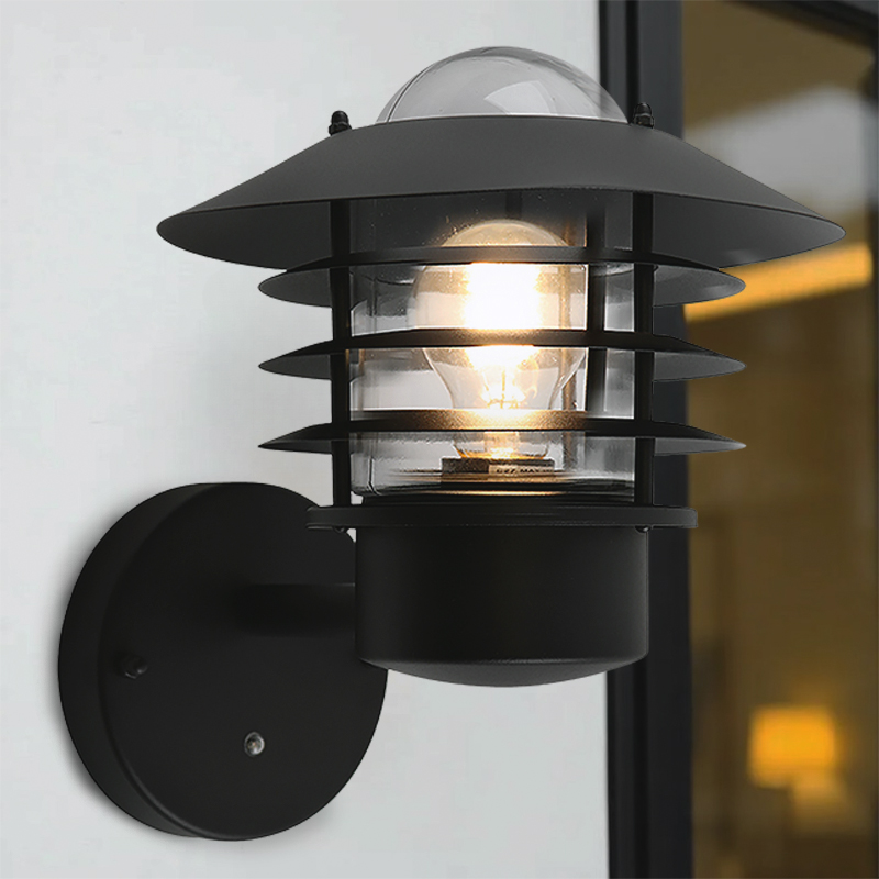 Rvs buiten wandlamp met schemersensor zwart, Felice, IP44
