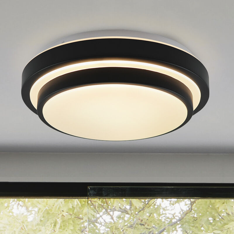 Moderne badkamer plafondlamp zwart, Jaro, 12W, 3000K LED, IP44