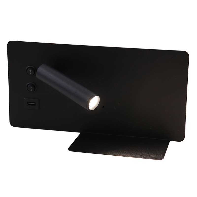 Moderne wandlamp zwart, Stanley, 10W, 4000K LED, met schakelaar