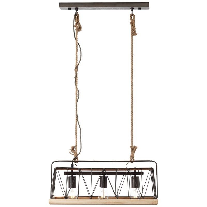 Moderne hanglamp Iris, Burned Steel, Hout