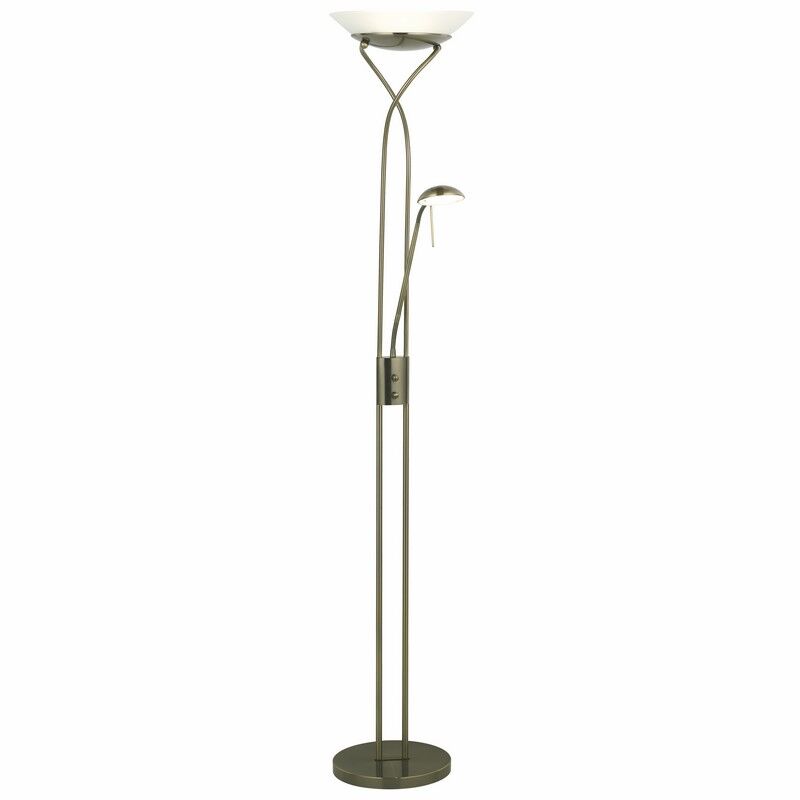 Moderne staande leeslamp messing, Joann, 18W, 3000K LED, met schakelaar