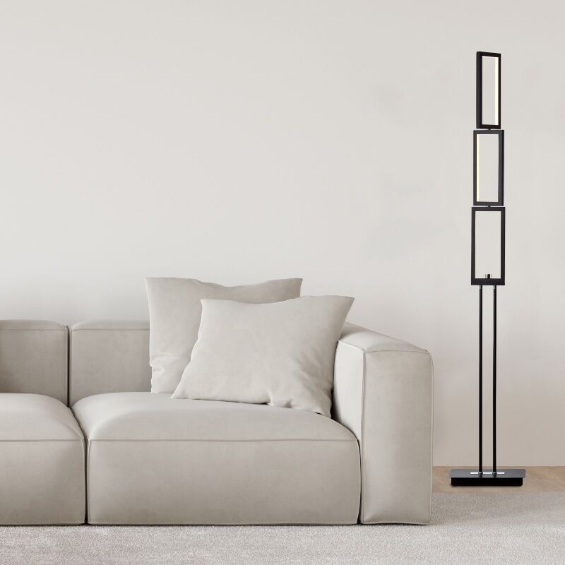 Moderne vloerlamp zwart, Enis, 24W, 3000K LED, 3-staps dimbaar