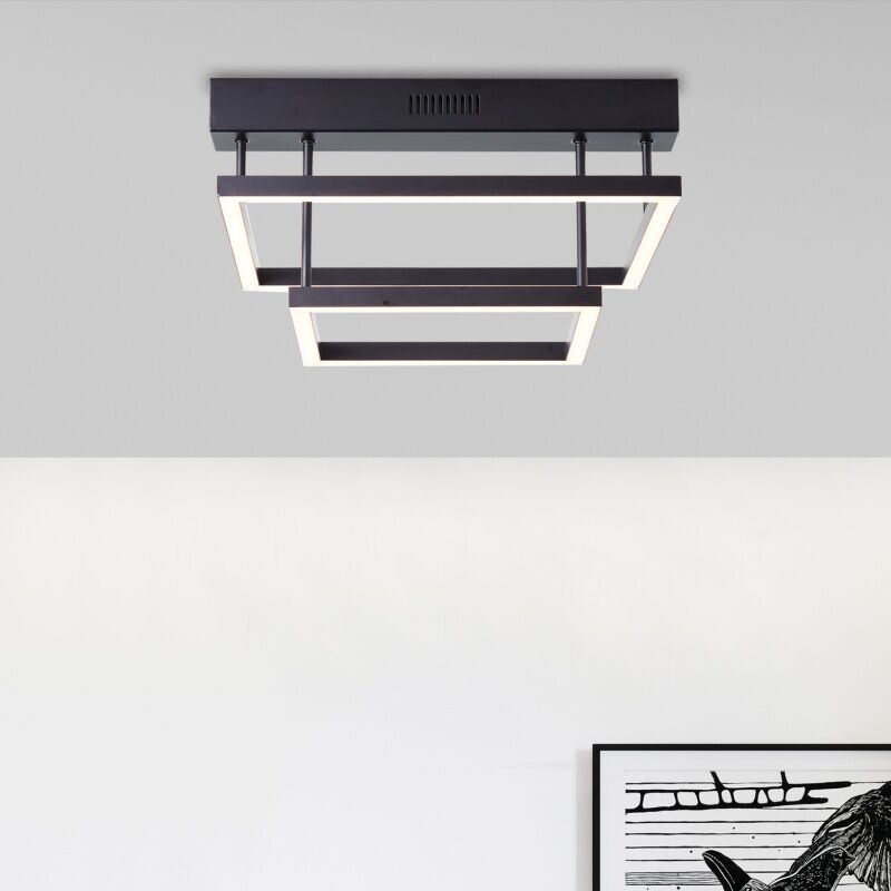 Moderne plafonnière zwart, Enis, 34W, 3000K LED, 3-staps dimbaar