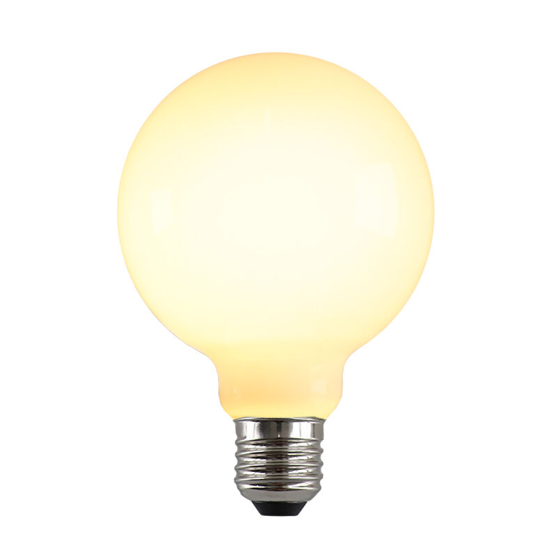 Dimbare Olucia E27 LED lamp, G95, 5W, Wit glas, 2700k