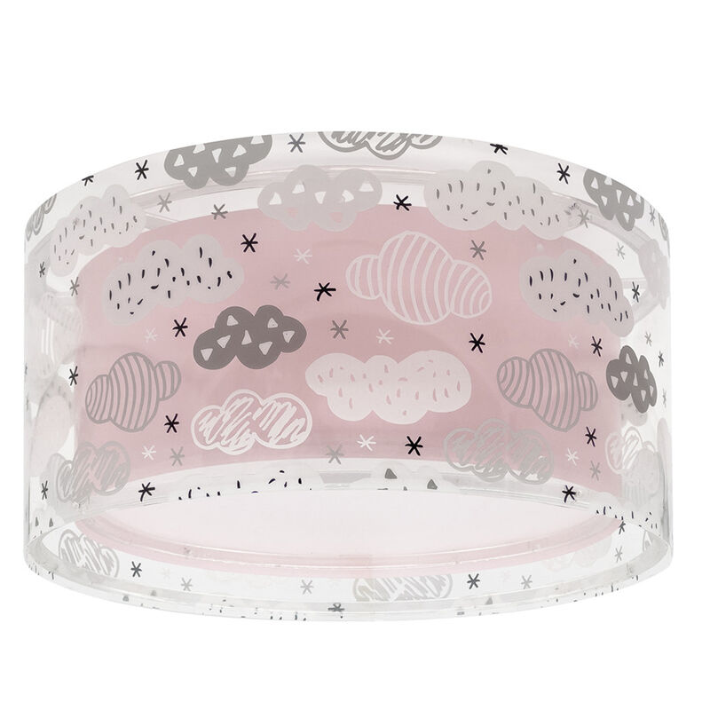 Roze kinderkamer plafondlamp kunststof, Wolkjes