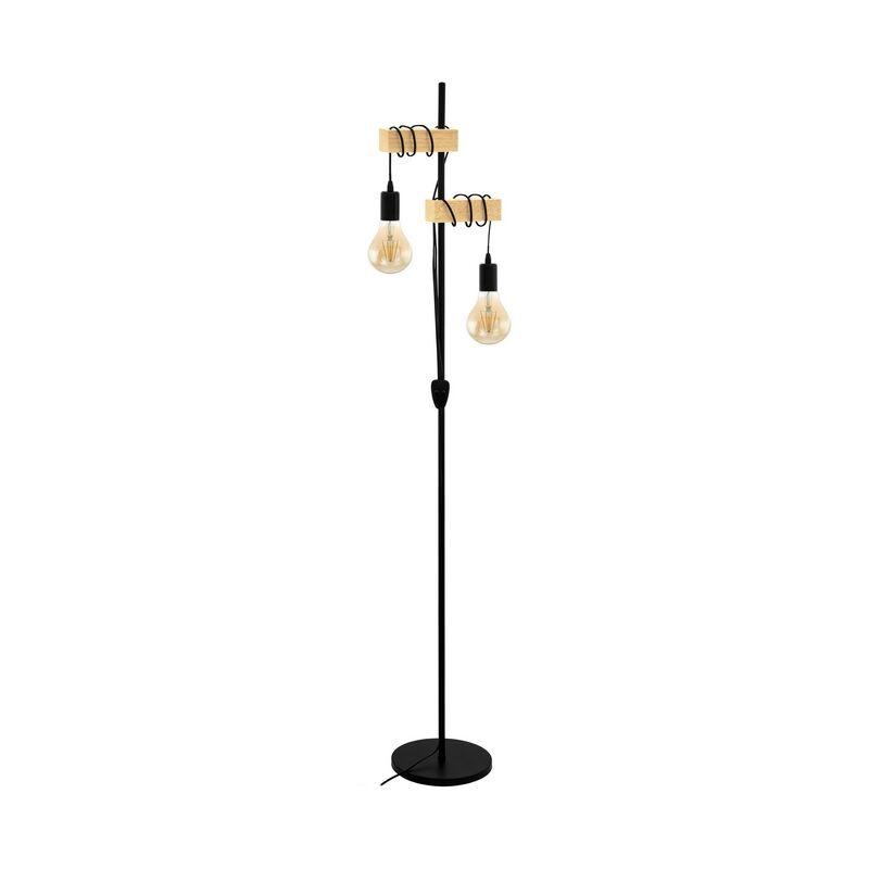 Zwarte landelijke vloerlamp, Anton, staal