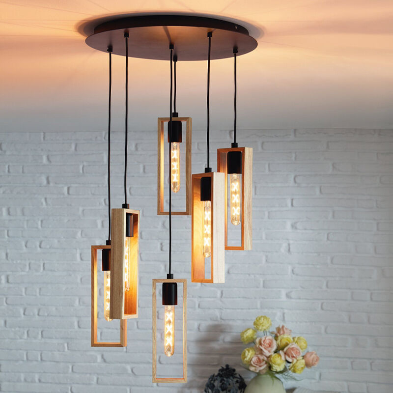 Houten hanglamp bruin, Elroy