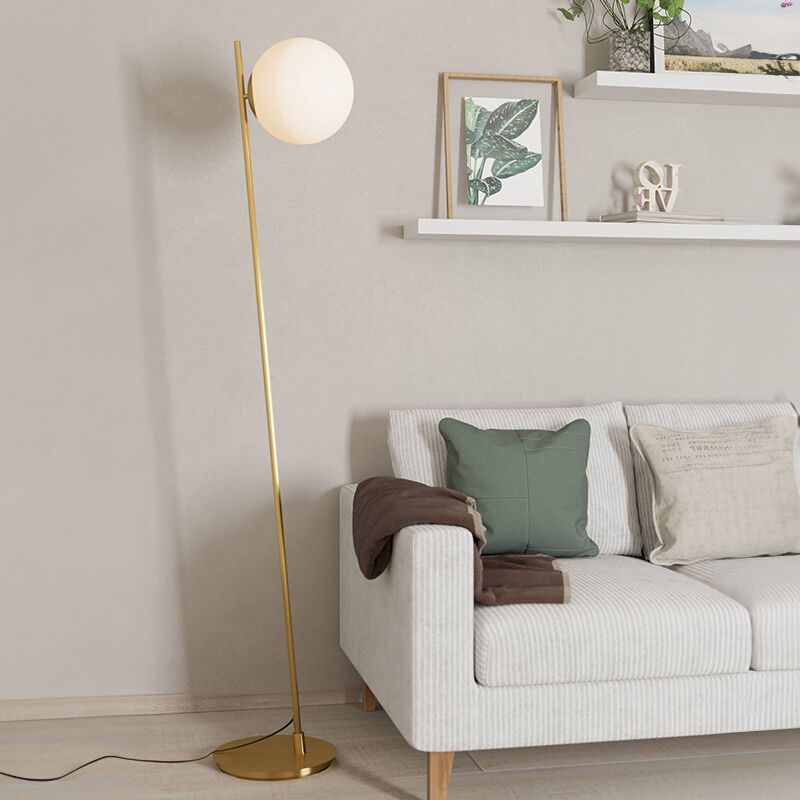 Messing moderne vloerlamp glas, Polly, met schakelaar