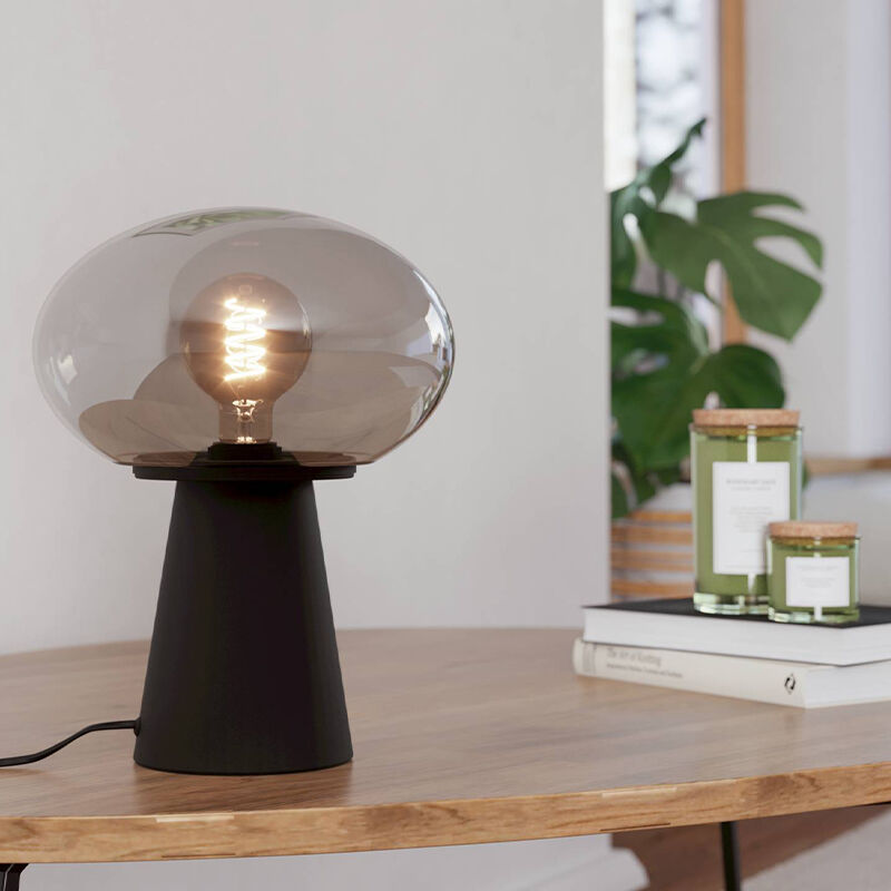 Grijze design tafellamp glas, Kirstin, met schakelaar