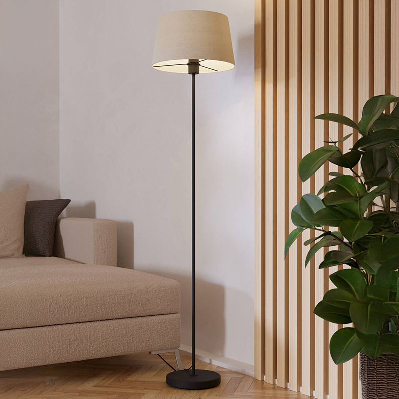 Zwarte moderne vloerlamp stof, Siham, met schakelaar
