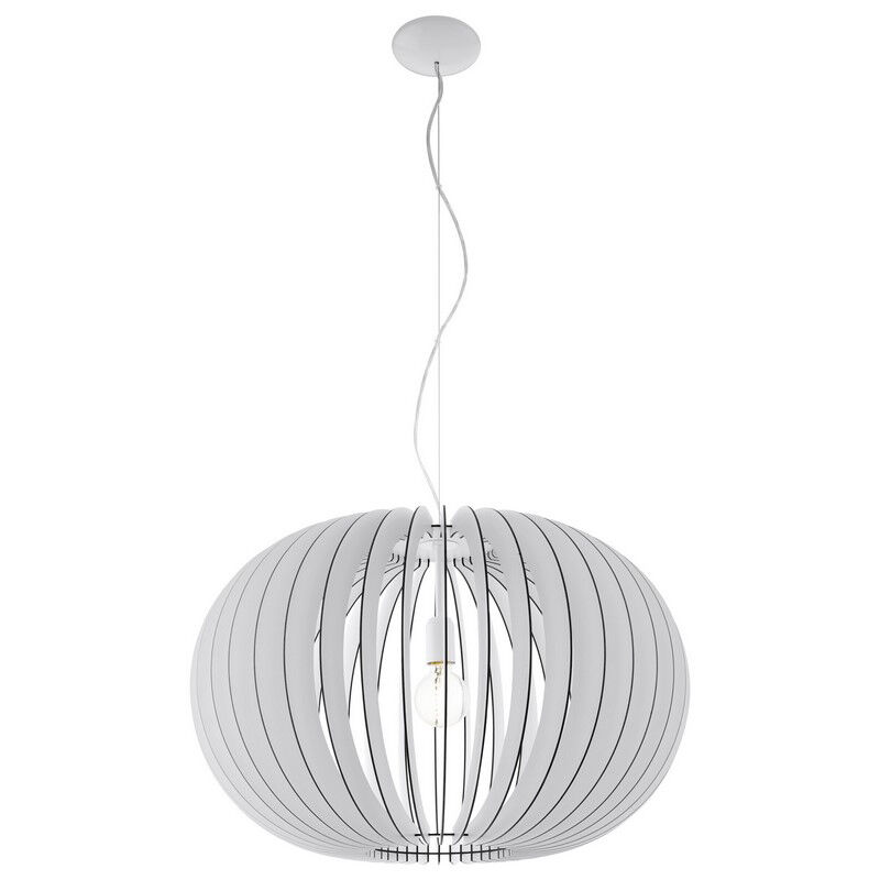 Witte landelijke hanglamp hout, Kiran