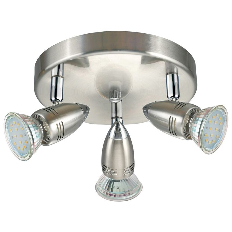 Nikkelen plafondspot Elwin, staal, 3 lampen