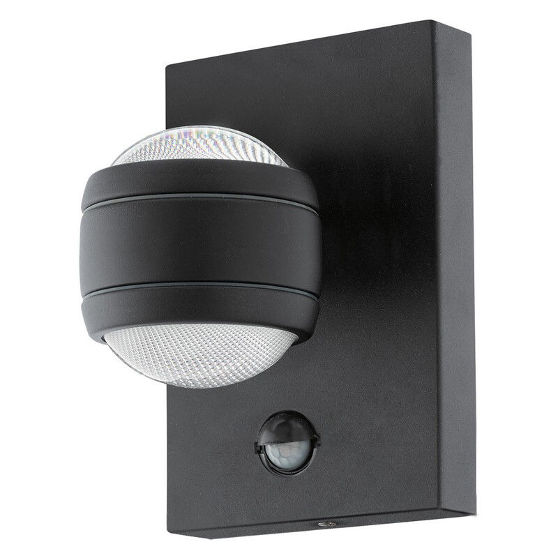 Zwarte buiten wandlamp met bewegingssensor kunststof, Bastien, IP44