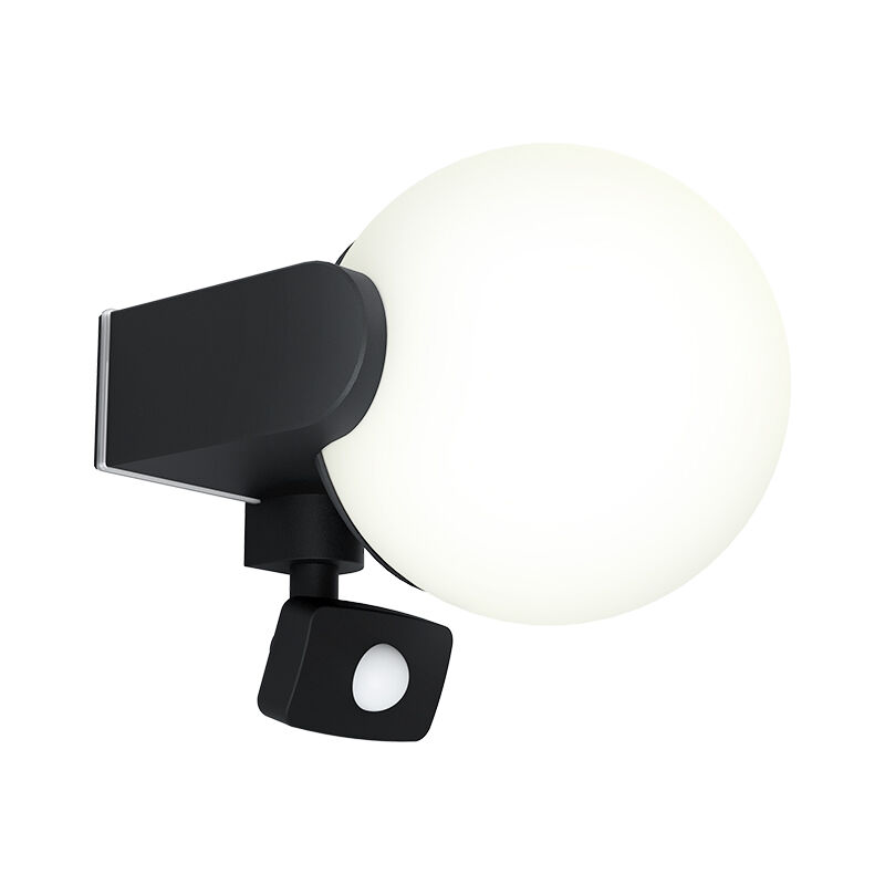 Zwarte moderne buitenlamp met bewegingssensor, Lydia, aluminium, met bewegingssensor