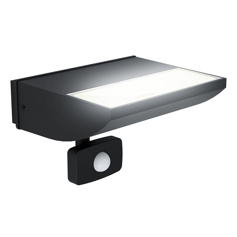 Zwarte moderne buitenlamp met bewegingssensor, Samuel, aluminium, met bewegingssensor