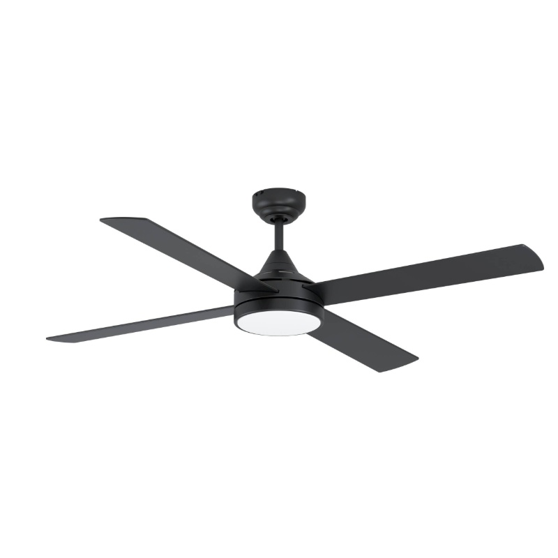 Zwarte moderne plafondventilator staal, Perrine, 20W, warm tot koud wit verstelbare LED, met afstandsbediening
