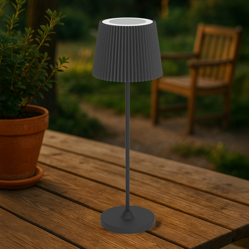 Zwarte moderne tafellamp stof, Latif, 2W, LED verstelbare lichtkleur, met touchdimmer