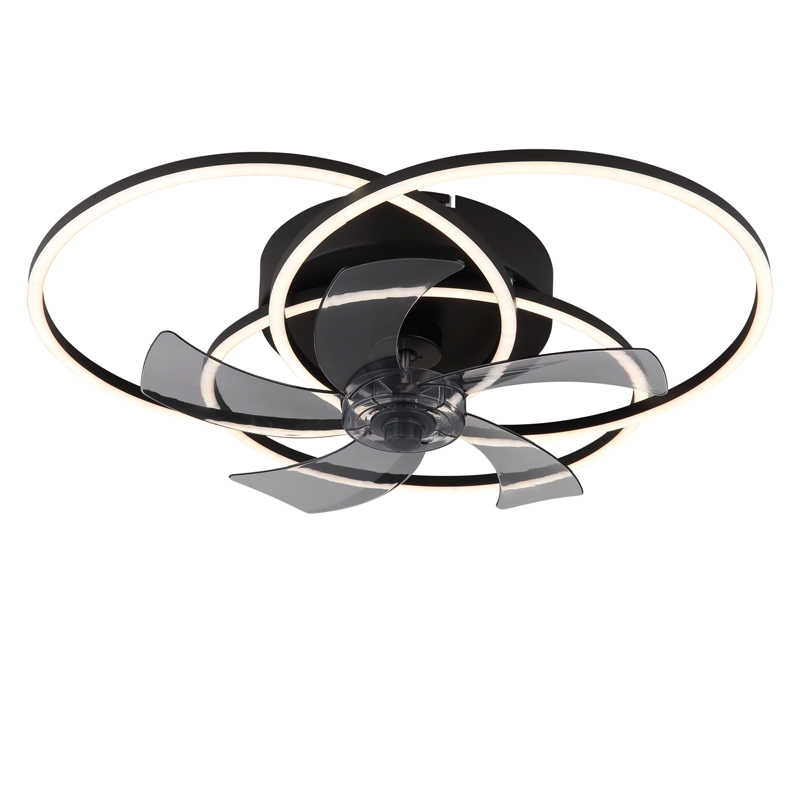 Zwarte design plafondventilator aluminium, Kamiel, 40W, warm tot koud wit verstelbare LED, met afstandsbediening