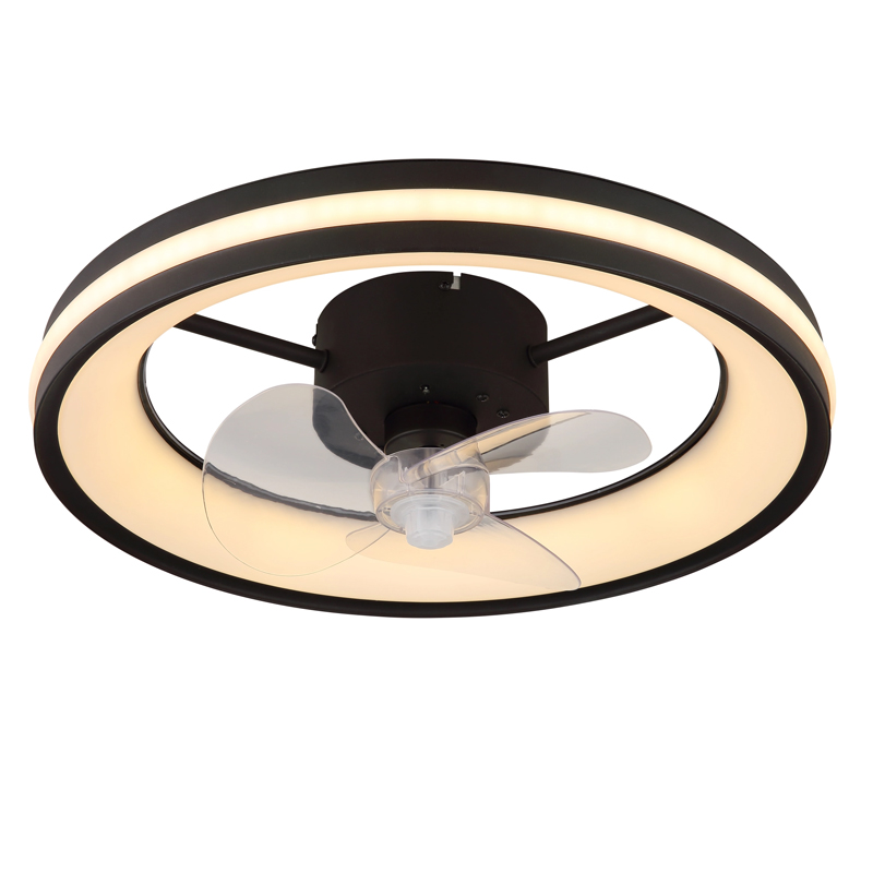 Zwarte moderne plafondventilator kunststof, Klaaske, 30W, warm tot koud wit verstelbare LED, met afstandsbediening