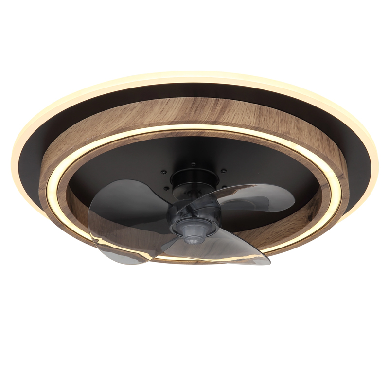 Bruine moderne plafondventilator kunststof, Lamine, 32W, warm tot koud wit verstelbare LED, met afstandsbediening