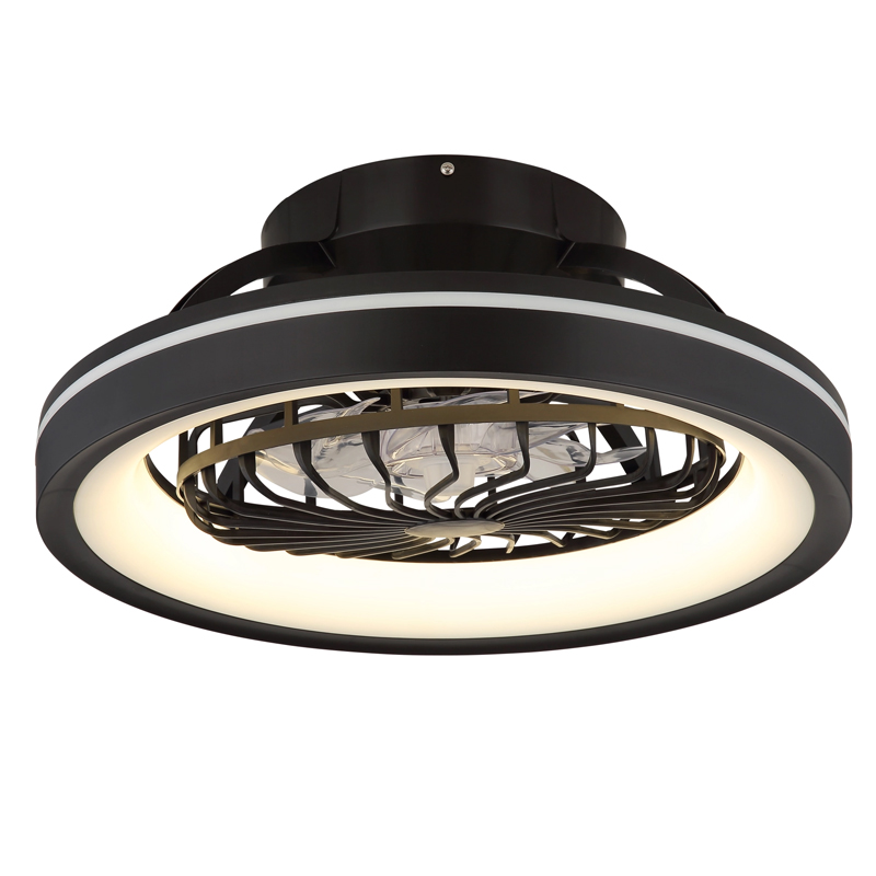 Zwarte moderne plafondventilator kunststof, Lenard, 40W, warm tot koud wit verstelbare LED, met afstandsbediening