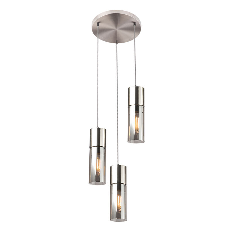 Design eettafel hanglamp Xena, nikkel, glas