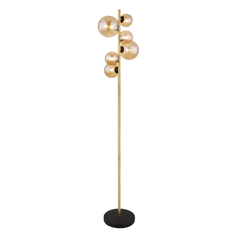 Design vloerlamp Melinda, amber, glas