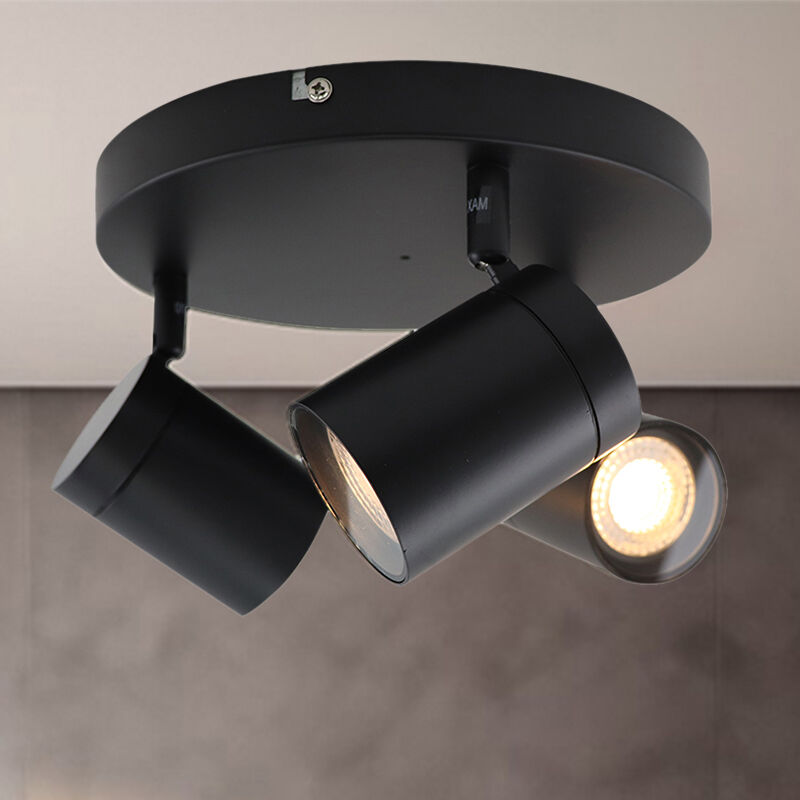 Zwarte plafondspot Ciara, aluminium, modern, IP44, 3L