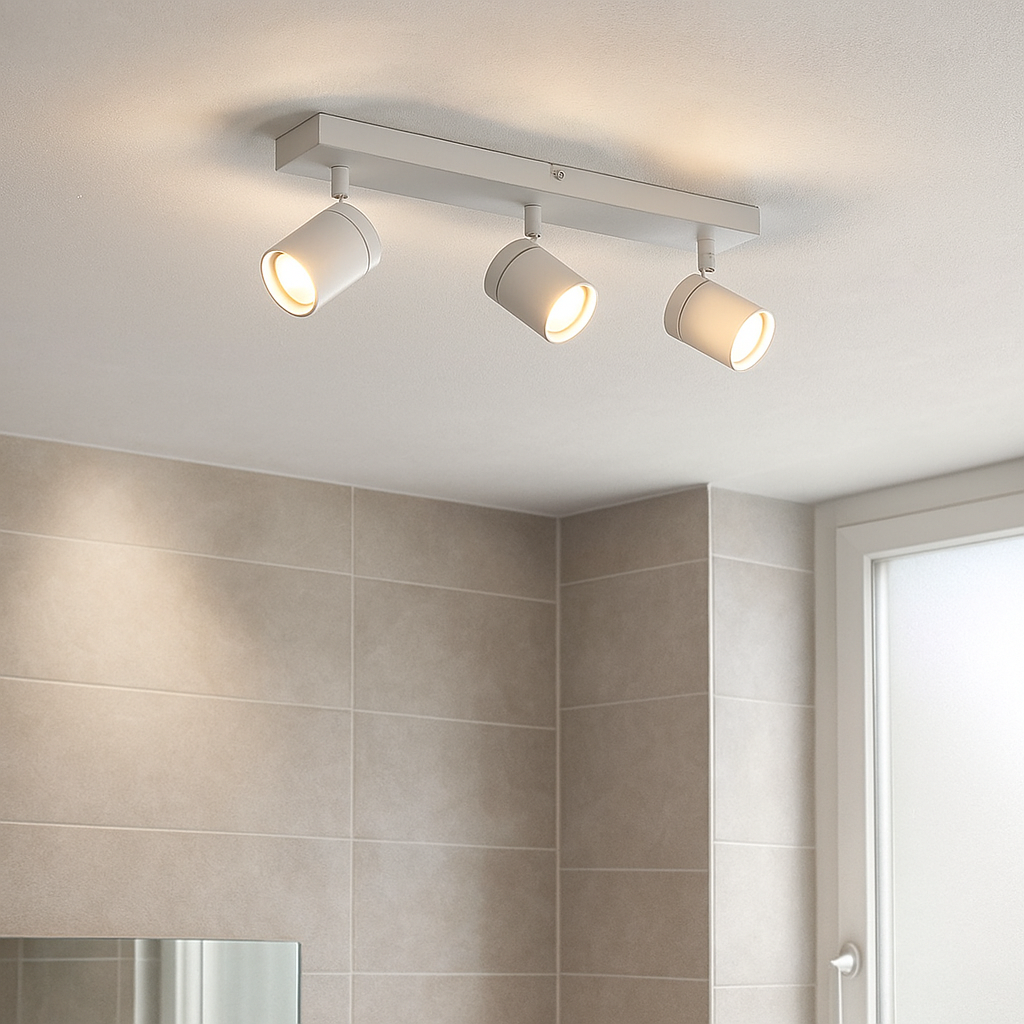 Witte plafondspot Ciara, aluminium, modern, IP44, 3L