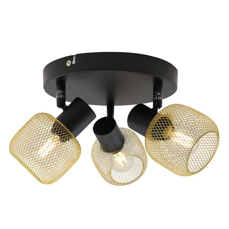 Gouden plafondspot Emado, aluminium, industrieel, 3L