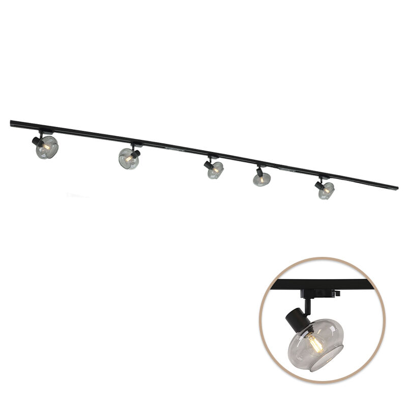 3M zwart 1-fase railverlichting systeem + 5 Skip railspots