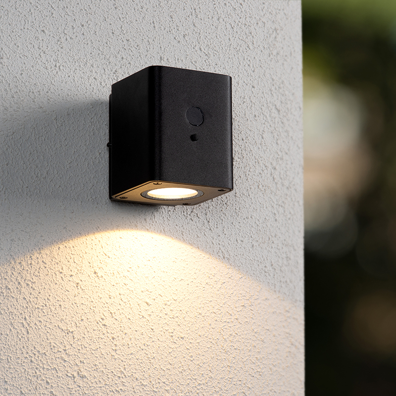 Zwarte buiten wandlamp op zonne-energie modern, Ramin, 1W, 2850K LED, IP54