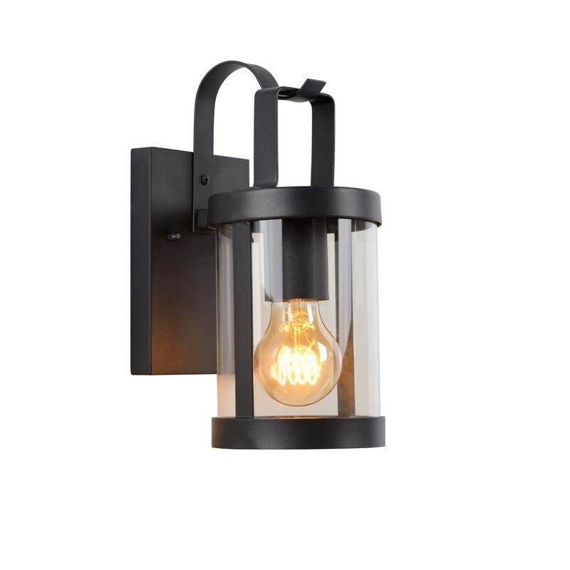 Zwarte wandlamp Lindelo, Rond