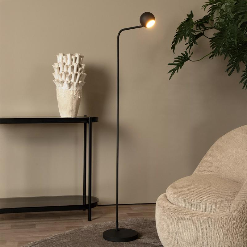 Zwarte oplaadbare vloerlamp modern, Comet, 3W, 2700K LED, met touchdimmer