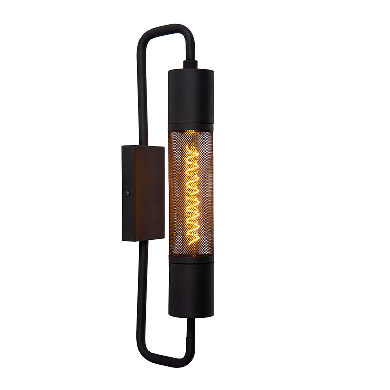 Zwarte wandlamp Calixt, staal