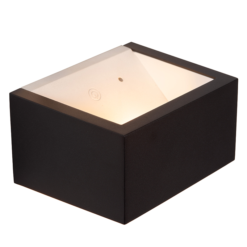 Zwarte oplaadbare wandlamp modern, Brida, 3,7W, 2700K LED, IP54, met touchdimmer
