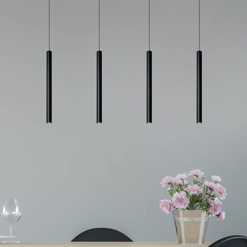 Zwarte moderne hanglamp, Lorenz, aluminium