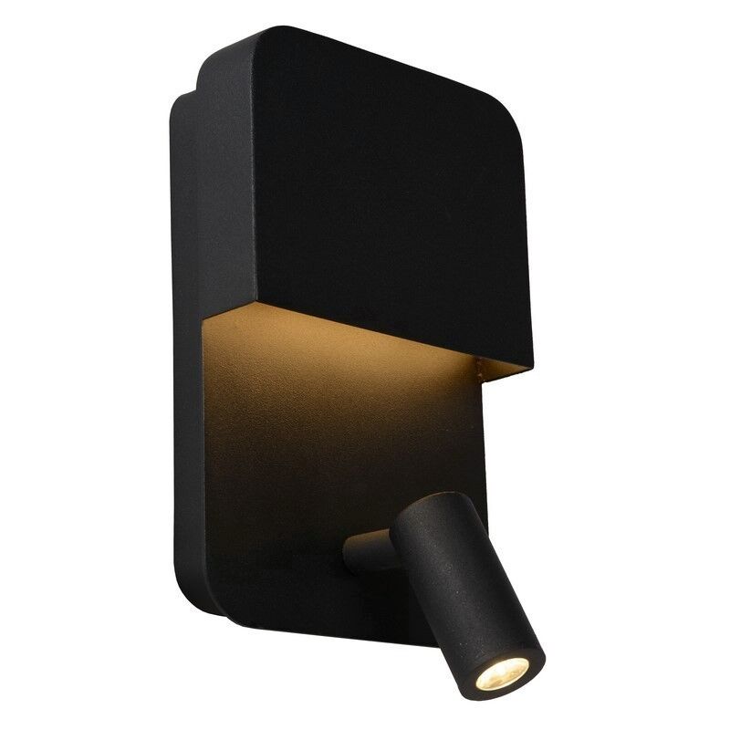 Zwarte wandlamp modern, Boxer, 5W, 3000K LED, met schakelaar