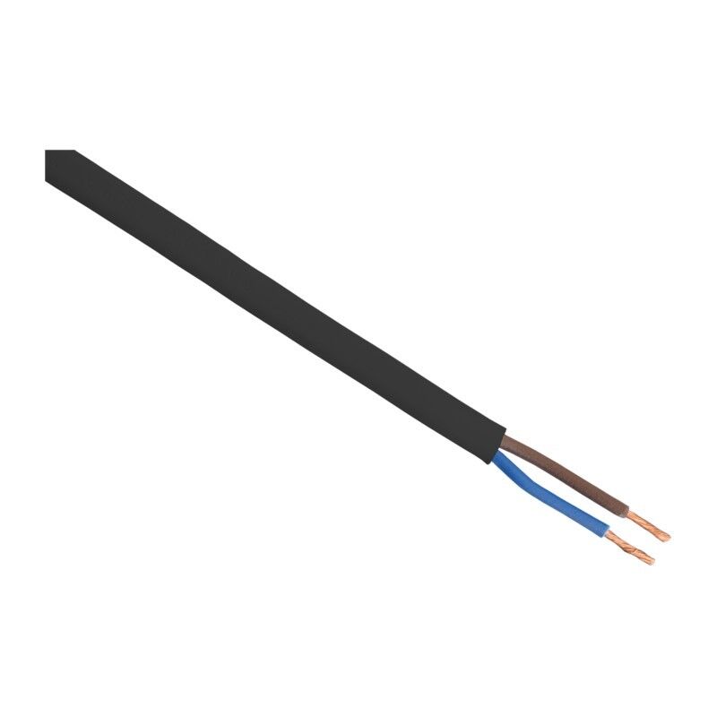 10 meter Huishoudsnoer plat, belastbaar tot 1200W 2 x 0.75 mm, Zwart