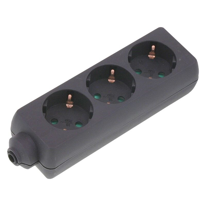 Exin stekkerdoos 3-voudig, randaarde, 2500w zwart