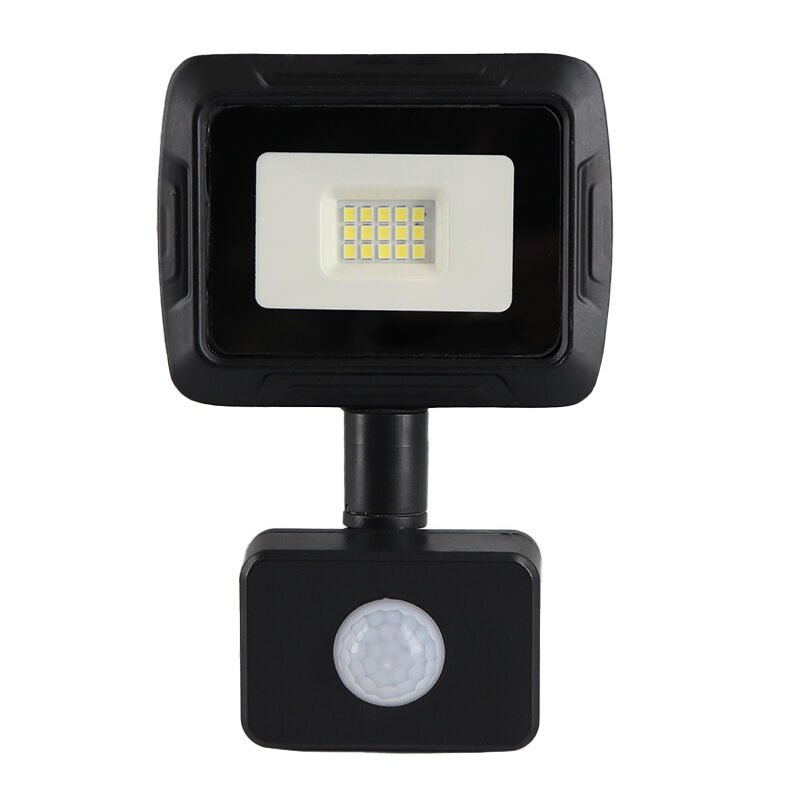 Zwarte LED schijnwerper met sensor Miro, 10W, 6000K