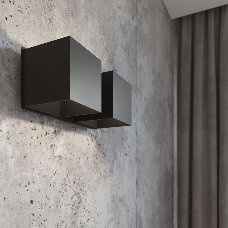 Zwarte up down wandlamp Andro, aluminium, 2L