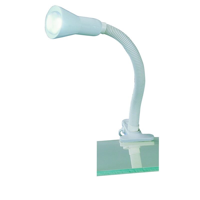 Witte klemlamp kunststof, Helin, met schakelaar