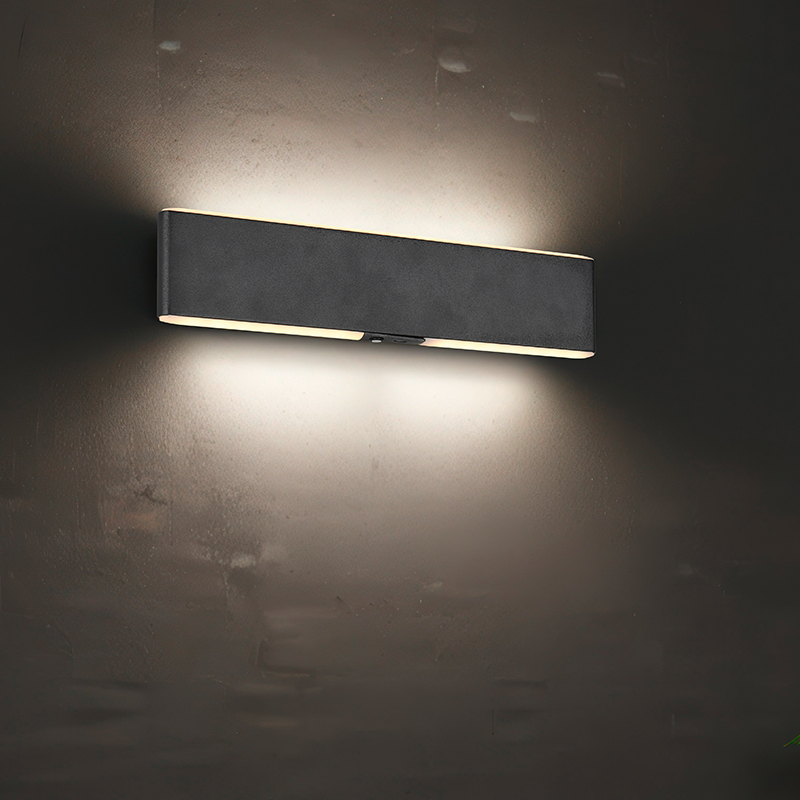 Zwarte up down wandlamp modern, Zwier, 3W, warm tot koud wit verstelbare LED, met schakelaar