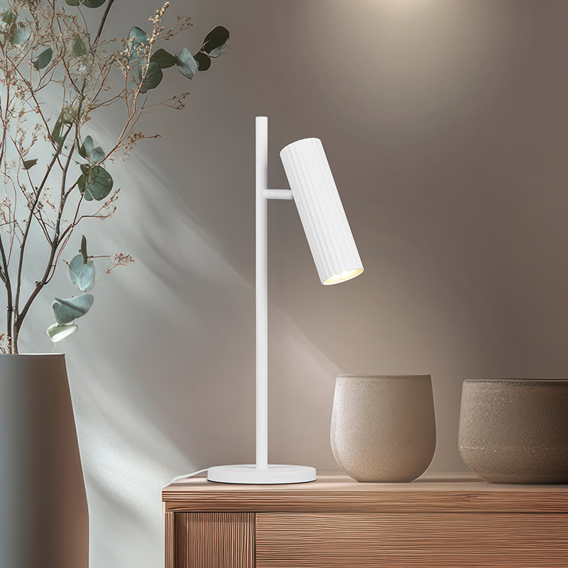 Witte tafellamp modern, Sieb, met schakelaar