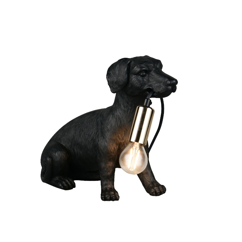 Zwarte tafellamp kunststof, Doggo