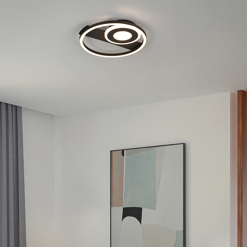 Zwarte plafonnière design, Jantuano, 22W, 3000K LED