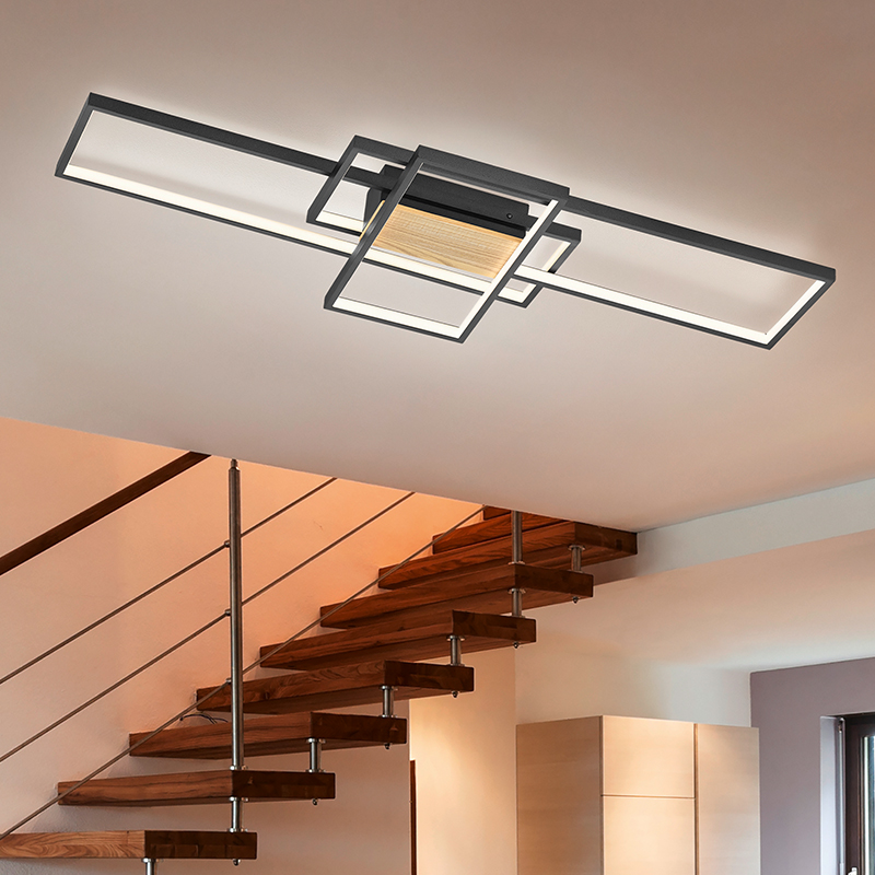 Zwarte plafonniere Plane, metaal, modern, 35 watt